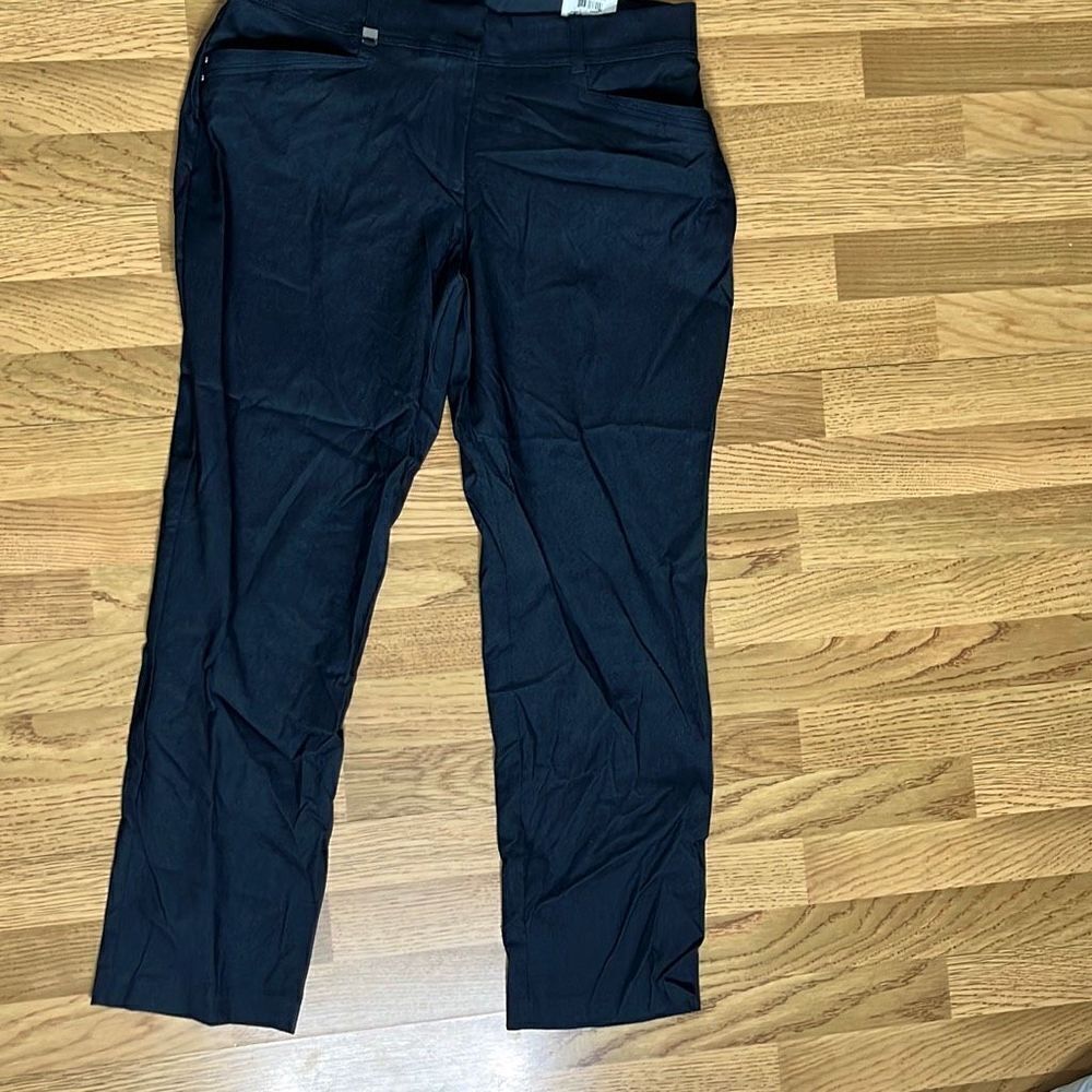 JM Collection Womens Pants Stretch Curvy Fit Straight Leg Black 14 Petite